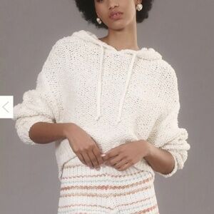 Pilcro Cream Knit Hoodie Sweater
